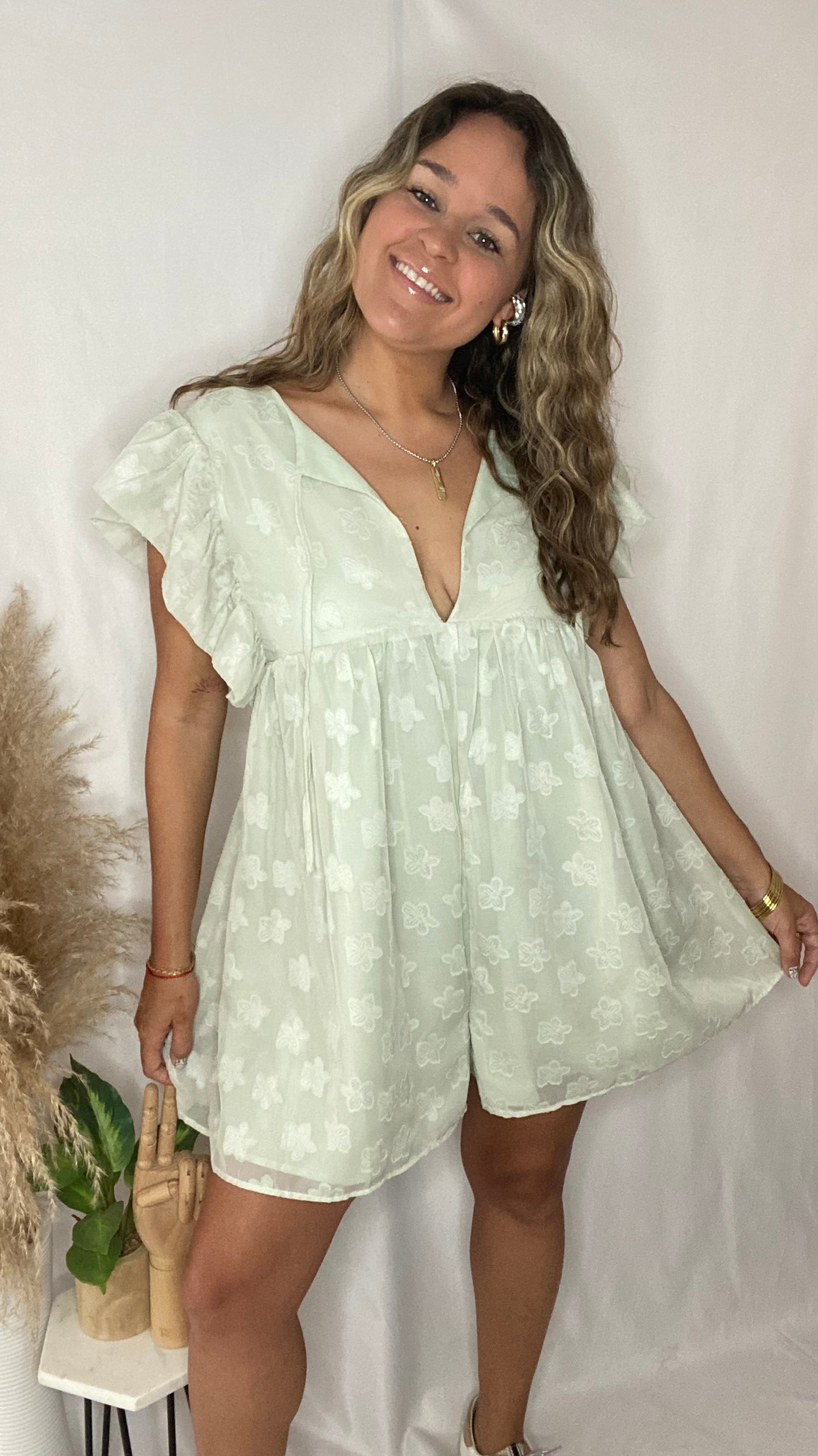 Sheer Flower Romper
