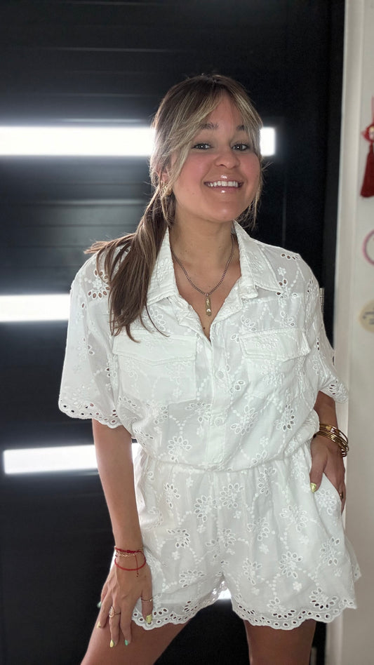 Daisy Eyelet Romper