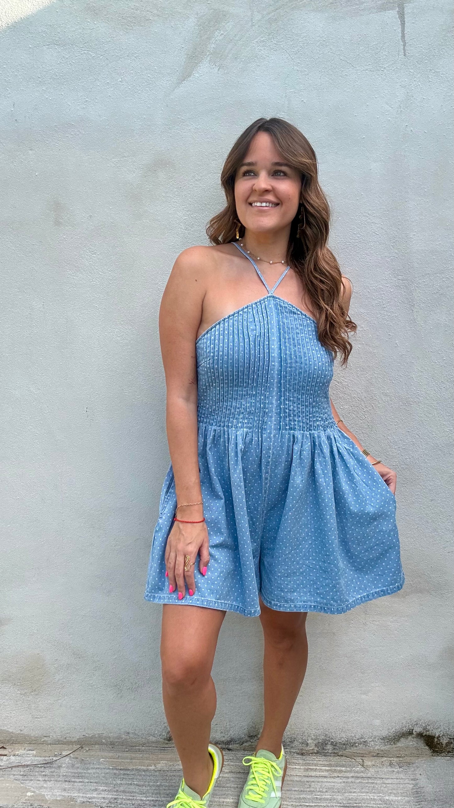 Dotty Denim Romper