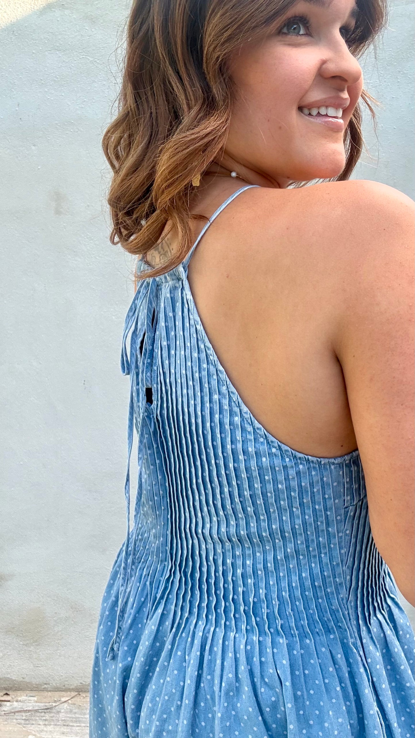 Dotty Denim Romper
